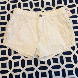 Free People White High-Waist Casual Denim Shorts NWT